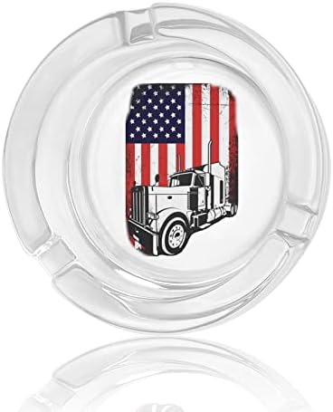 Американски возач на камиони со знаме стакло пепелник за цигари тркалезни фиоки за пепел за домашна канцеларија и ресторани