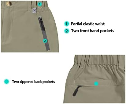 Mapенски шорцеви за пешачење Mapamyumco Брзо суво истегнување за патување за кампување на отворено, џебови со патенти