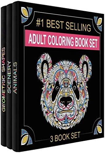 Креативно мирни студија за книги за боење на возрасни, сет за подароци - 3 книги за боење со 120 дизајни и 48 моливчиња во боја,