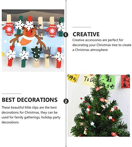 30 парчиња креативни фото -штипки Божиќни дрвени клипови облеки за облека за фотографии за DIY декор за забава за славење
