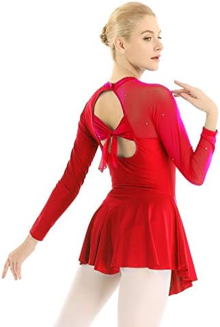Longенски долг ракав на Sywiyi, без грб балет, леотарски фустан, фигура за уметничко лизгање, спојување лирски фустан