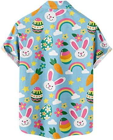 Велигденски маички кошули за мажи зајаци јајца моркови Графички маици со кратки ракави лаптопи влезови лабава обична блуза со