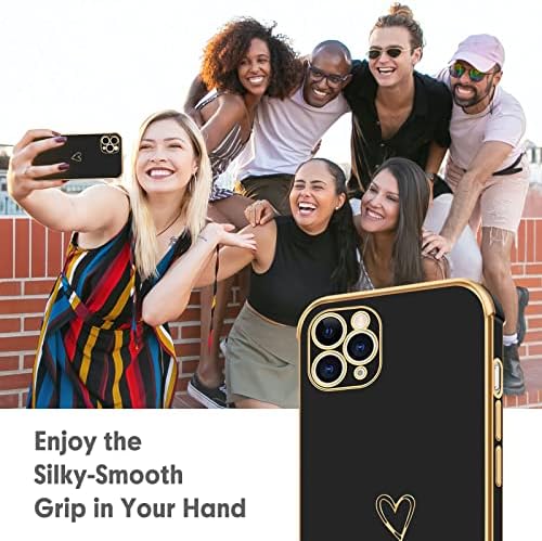 SouliGo iPhone 11 Pro Случај, Телефон Случај iPhone 11 Pro, Тенок Тенок Луксузен Златен Дизајн На Срце Отпорен На Удари Заштитна