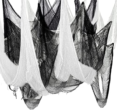Ноќта на вештерките гаден крпа, 2 парчиња 197 x 79 црна/бела крпа за украси за Ноќта на вештерките Спакнато ткаенина за украси