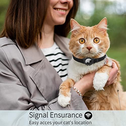 Airtag јака за мачки, интегриран јака од маче со јака со Apple Airtag [црна], мека GPS мачка јака со држач за означување на