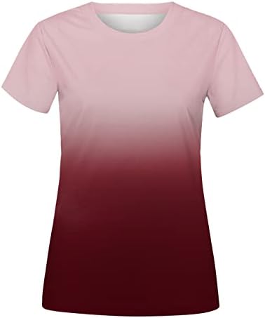 Женски дневно лето печатење на врвовите на резервоарот за вратот на кратки ракави кошули за тренингот случајни лабави маици
