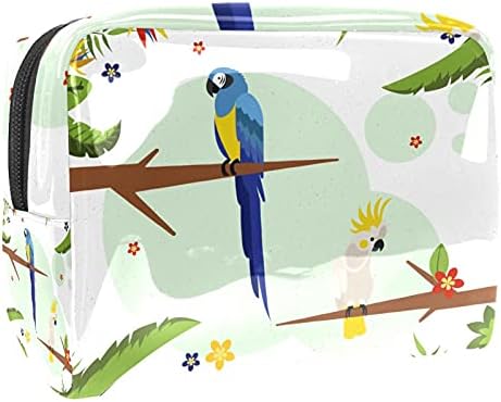 Козметичка Торба За Жени, Симпатични Пространи Водоотпорни Чанти За Шминка Патуваат Тропски Птици Растенија Тоалетна Торба Додатоци