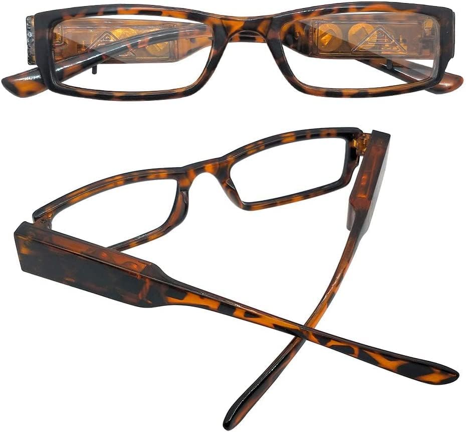 Против очила за очила за читање 12 компјутери LED осветлени читатели во цврста правоаголна пластична рамка -