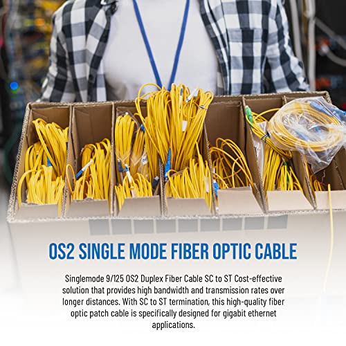 Cable NewYork Cables® 1M OS2 SC до кабел за печ -печ | Дуплекс Корнинг со единечен режим 9/125 Св. Висока брзина SC ST Fiber