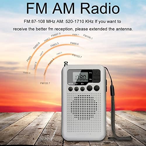 LHLLHL TR106 Преносен FM AM Radio со LCD дисплеј Дигитални слушалки за подесување на слушалките и функцијата на часовникот за