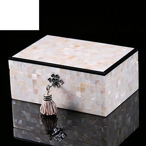 Водешиџи Двојна Кутија/Кутија За Складирање Накит/Кутија За Накит/Козметичка Кутија/Кутија За Накит Со Бела Школка/Зголемете