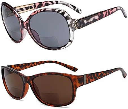 Eyekepper Заштедете 10% на 2 пакувања Бифокални очила за сонце од сонцето мода преголема розова желка +2,00
