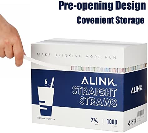 Alink 1000 брои разновидни обоени пластични сламки за пиење за еднократна употреба, индивидуално завиткани со права забава -