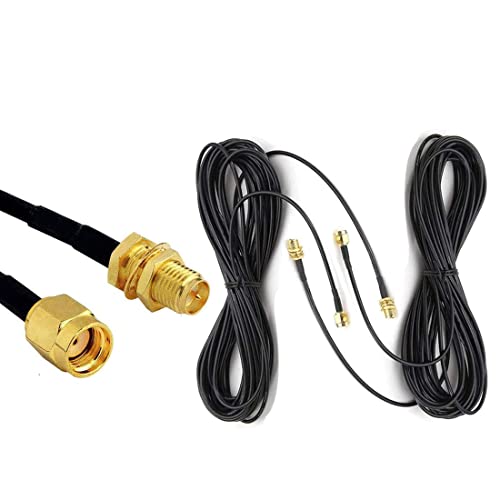 16ft WiFi Antenna Extension Cable 6ft RG174 RP-SMA машки до RP-SMA Femaleенски RF коаксијален кабел со ниско губење злато позлатен