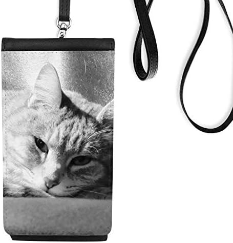 Животно чиста сива мачка фотографија со слика телефон телефонски паричник чанта што виси мобилна торбичка црн џеб