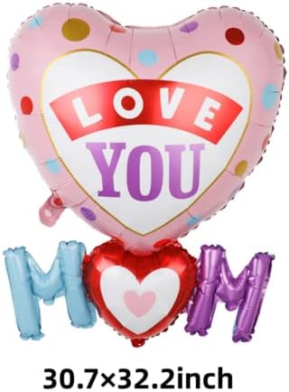 Балони за забави на мајката AVMBC, те сакам мамо срце балони со фолија, среќен декорација на балони за ден на мајката за украси