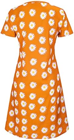 Ruziyoog летен обичен маички фустан за жени за жени кратки ракави занишани тунични фустани бохо цветни печати лабава а-линија
