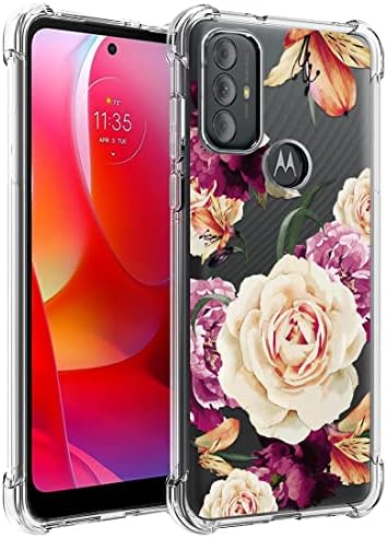 Озофтер за мото G Play 2023 Case, Moto G Power 2022 Case, Moto G чиста телефонска кутија жени девојки цвет цветно цвеќе на шок-апсорпција