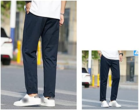 Машки основни стрии чино панталони класичен отпорен на брчки директно вклопување, панталони за голф, мек рамен предни тенок