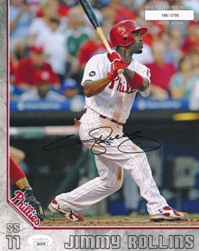 Jimими Ролинс автограмираше 2010 година 8x10 Phillies Phan Photo JSA - Автограмирани фотографии од MLB