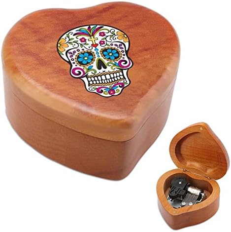 Флорална череп часовник музичка кутија гроздобер дрвена форма во облик на музички кутии играчки подароци украси