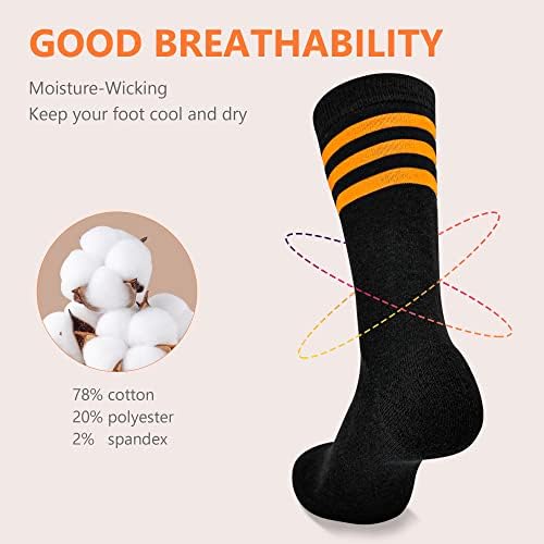 Меристи атлетски чорапи за мажи и жени, половина скуки за спорт, 1 пар, црно со портокалова боја