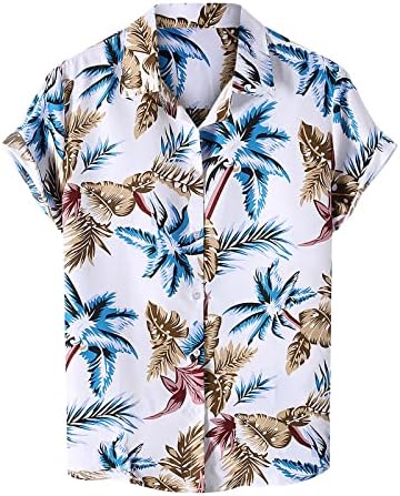 Narhbrg 80S 90 -тите години Алоха Хавајски кошули за мажи Хипстер Ретро копче надолу со кошула Краток ракав Тропски летен плажа