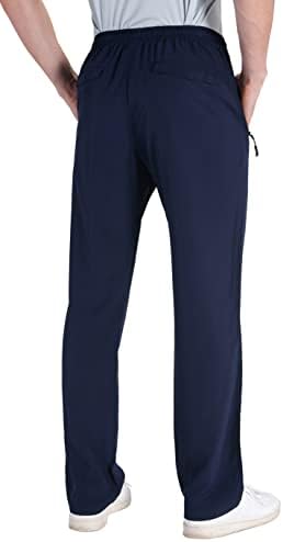Платно машки лесни еластични панталони за половината на половината влечеа атлетски џемпери со џебови за патенти за пешачење
