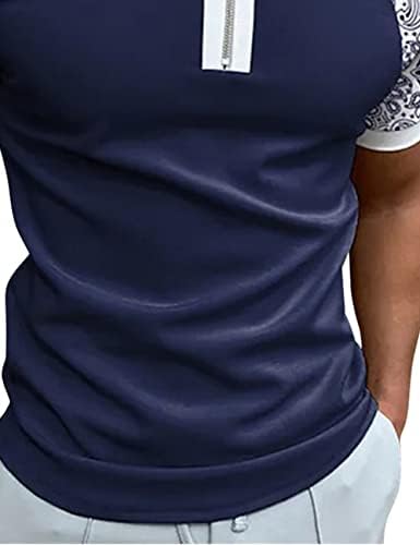 Hodaweisolp Машки кратки ракави со кратки ракави, обичен тенок фит печатен врвови за голф Поло кошула