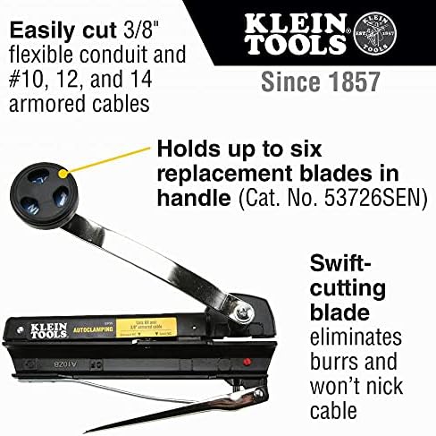 Klein Tools 53725 Bx секач за кабел и оклопна секач за кабел, исечете го флексибилниот спроводник и оклопните кабли и алатките