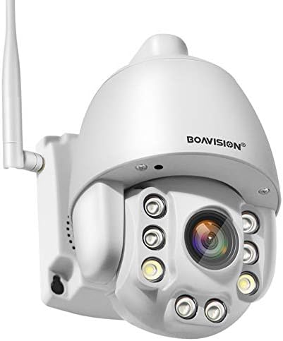 Boavision 5MP PTZ WiFi камера, HD надворешна безжична IP камера, тава навалка 5x оптичко зумирање, двонасочен аудио, 196ft целосна