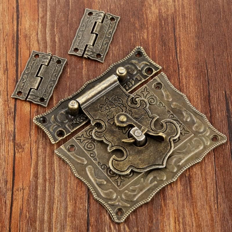 Hunges на вратата од Мутеки, 2 парчиња кабинет за кабинет, се зачудува хардвер за бронза од бронзена кутија HASP, врзана брава