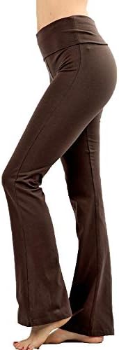 Зенана женска плус големина памук памук преклопете над половината од панталони за нозе од половината