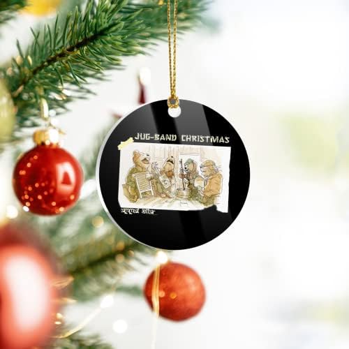Орнаменти новогодишно дрво Еммет круг Отер декор Акрилик бенд Х-Мас кошула Дома за празници, декорација на забави, украси на