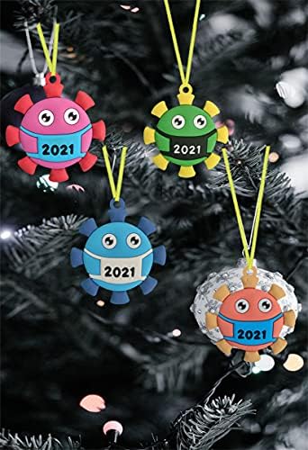 77 коњчиња 2021 Божиќни украси за Божиќ - Смешно сеќавање на декорација на дрвја 2021 година Карантин подарок, 4 парчиња