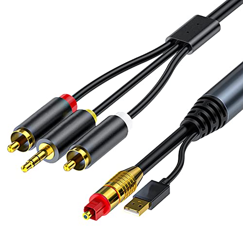 Girking Digital Fiber Optical to Analog 2RCA+3,5 mm Jack Stereo Audio Cable за PS4, Xbox, HDTV, ДВД, слушалки