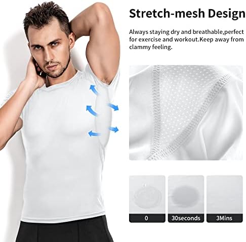 Кошули за компресија на машки Niksa 5 пакувања, кратки ракави за атлетска компресија врвови ладно суво вежбање маица за вежбање