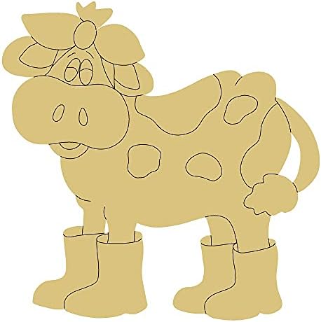 Дизајн на крави со линии Исечете недовршена дрво крава земја фарма за врата MDF форма платно стил 4 уметност 1