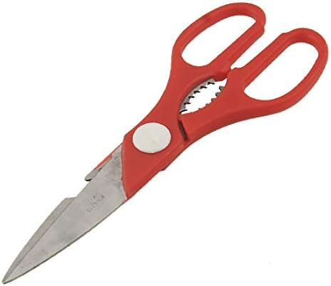 X-Gree кујна црвена рачка Не'рѓосувачки челик ножици за отворач на шише (Кокина, манго Ројо, Acero Inoxidable, Tijeras, Abrelatas,