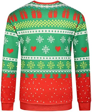 Zddo Грден Божиќен џемпер за мажи, 3Д смешен Божиќ Дедо Мраз печати долги ракави пулвер зимски екипи за џемпери
