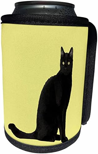 3дроза Седиште Црна Мачка Во Елегантна Поза Фото Вектор-Може Ладилник Шише Заврши