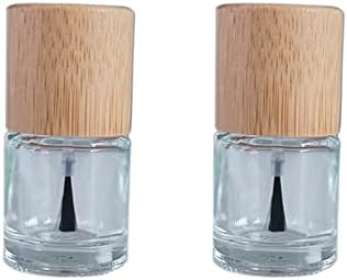 Lasenersm 2 парчиња 10 ml празни шишиња со лак за нокти со капаче од бамбус и четка за полнење на нокти шишиња со шишиња со