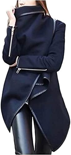 Women'sенски спуштено склопување шал јака кардиган палто отворено предна неправилна јакна од кокошка облека за винтиџ волна