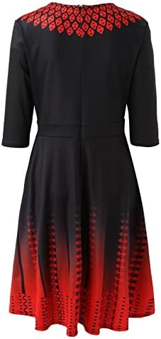 icodod teveq женски тркалезен врат половина ракав фустан печатен моден обичен фустан чипка врвни фустани за жени