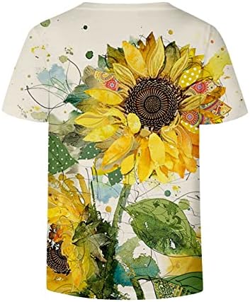 uikmnh женски маички летни сончоглед кратки ракави врвот опуштена кошула