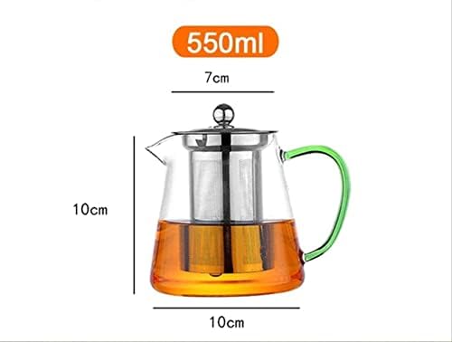 Котел 550мл стаклен чајник отпорен на топлина со филтер од не'рѓосувачки челик, погоден за индукциски шпорет, чајници за греење