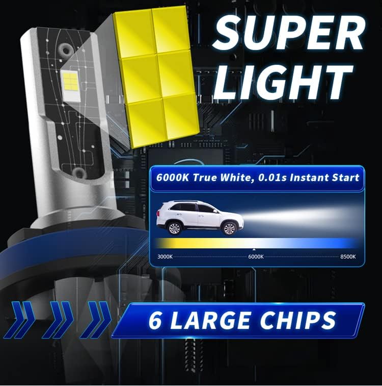 ВАЈЕ 9006 LED Светилки За Магла или DRL, 10000 Лумени 6000K Кул Бела Супер Светла, 500% Посветла од Халогенот, CSP LED Чипови