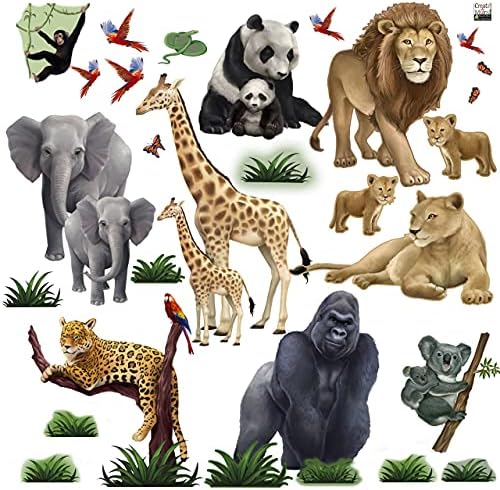 Мал сафари животински wallид Декаки- џунгла налепници за животински wallидови за детска соба украс уметност за детски расадници