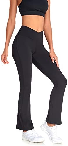 Турботит одблесоци јога панталони за жени месарка мека висока половината за подигање панталони бутлег затегнување на стомакот
