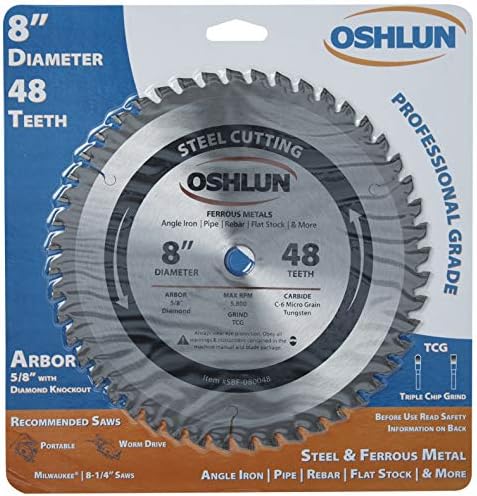 Oshlun SBNF-080060 8-инчен 60 заби TCG Saw Saw Blad со 5/8-инчен арбор за алуминиум и не-ферозни метали